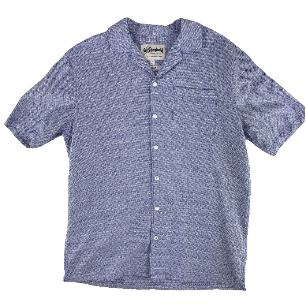The Stronghold‎ Short Sleeve Button Up Shirt Mens Small Regular Cotton Blue